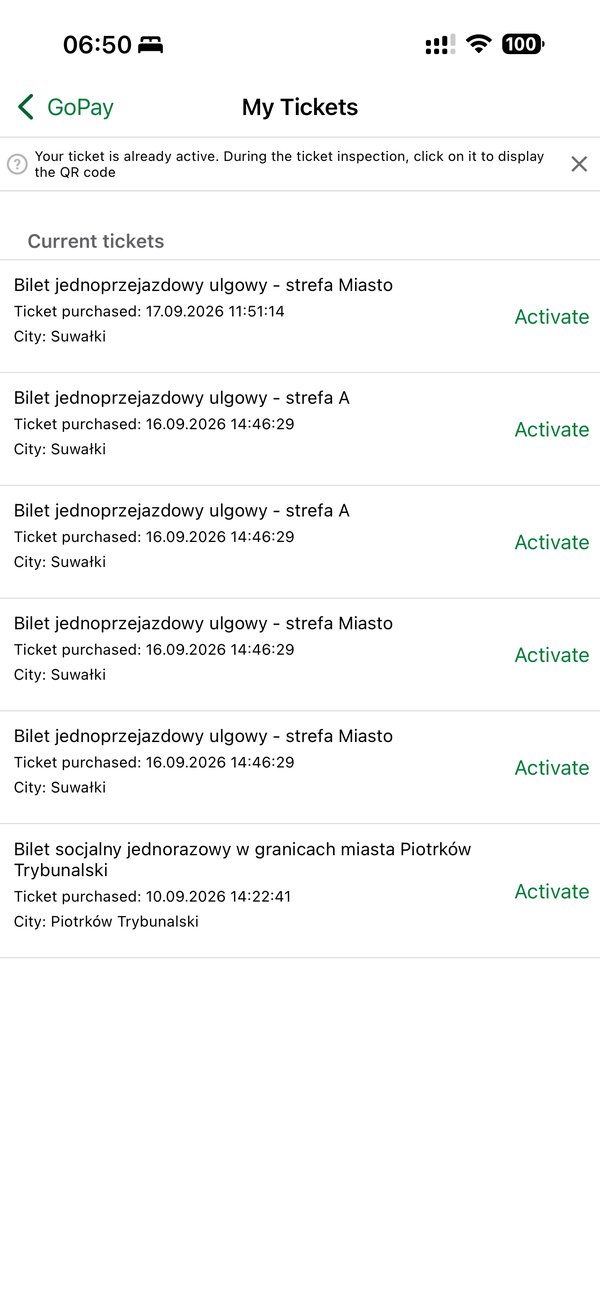 Meine Tickets in der App